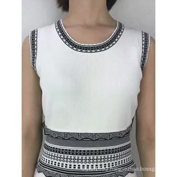 Lady New Fashion knitting Design Slim Fit Sleeveless Corset White Ladies Summer Western Dress